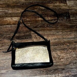 Fossil Black and Cream Crossbody Bag